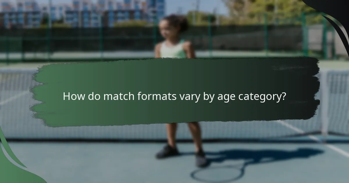 How do match formats vary by age category?