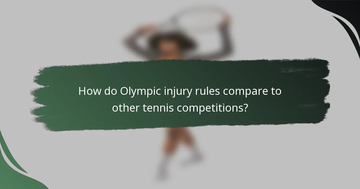 How do Olympic injury rules compare to other tennis competitions?