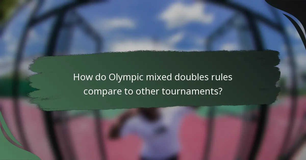 How do Olympic mixed doubles rules compare to other tournaments?
