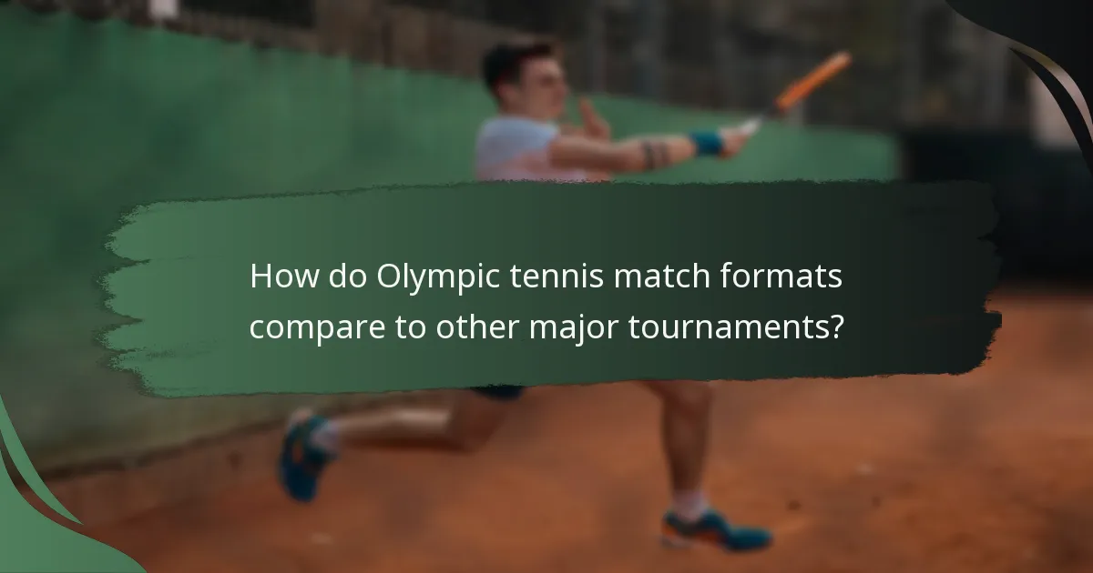 How do Olympic tennis match formats compare to other major tournaments?