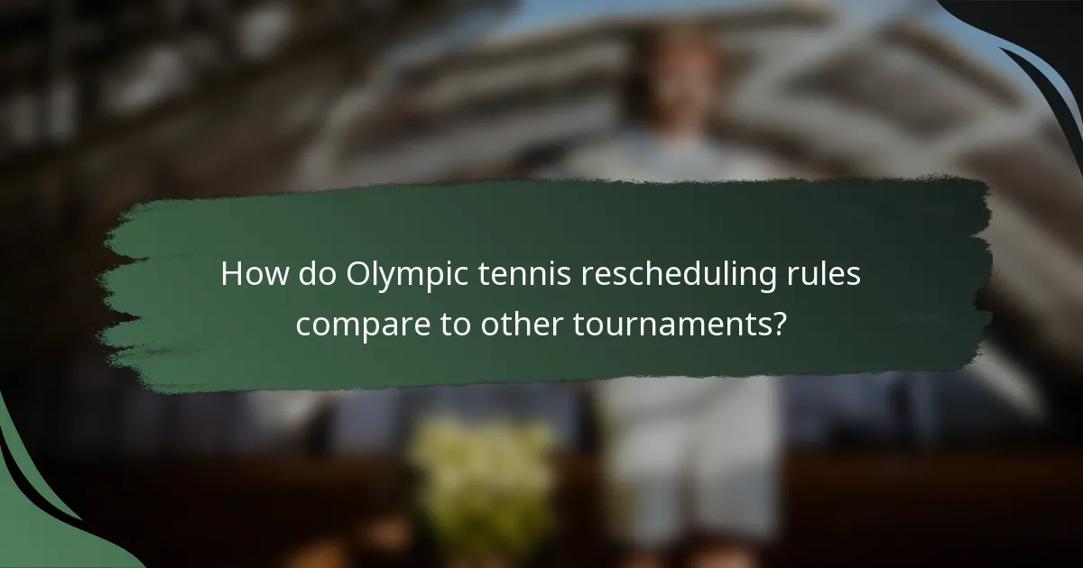 How do Olympic tennis rescheduling rules compare to other tournaments?