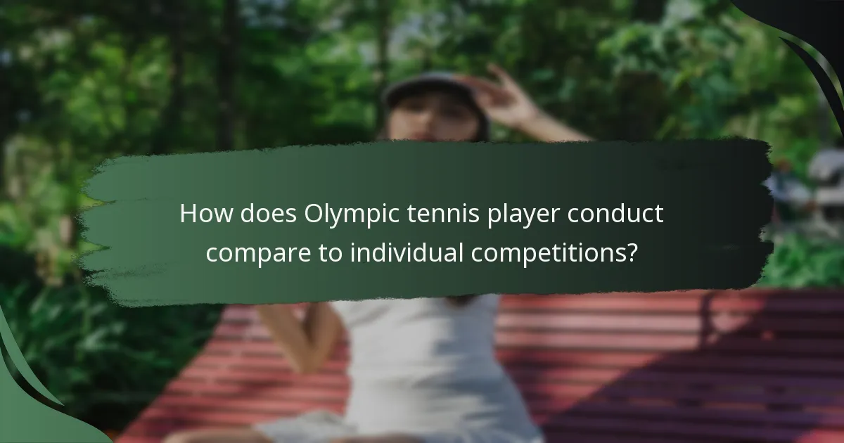 How does Olympic tennis player conduct compare to individual competitions?