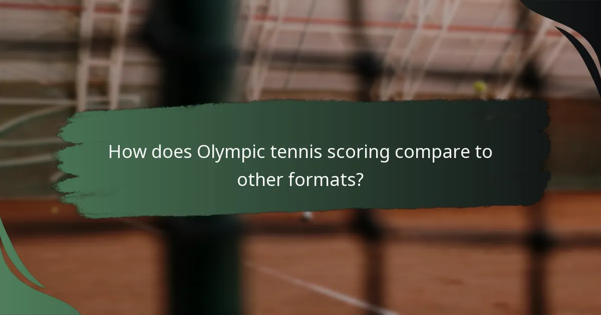 How does Olympic tennis scoring compare to other formats?