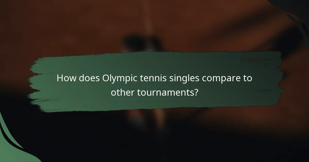 How does Olympic tennis singles compare to other tournaments?
