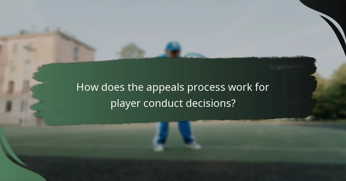How does the appeals process work for player conduct decisions?