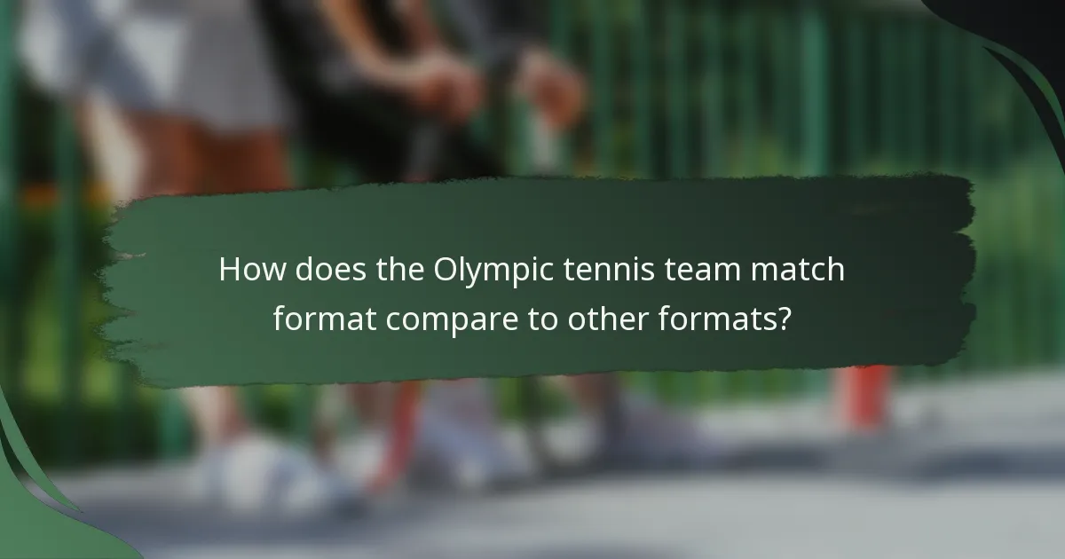 How does the Olympic tennis team match format compare to other formats?