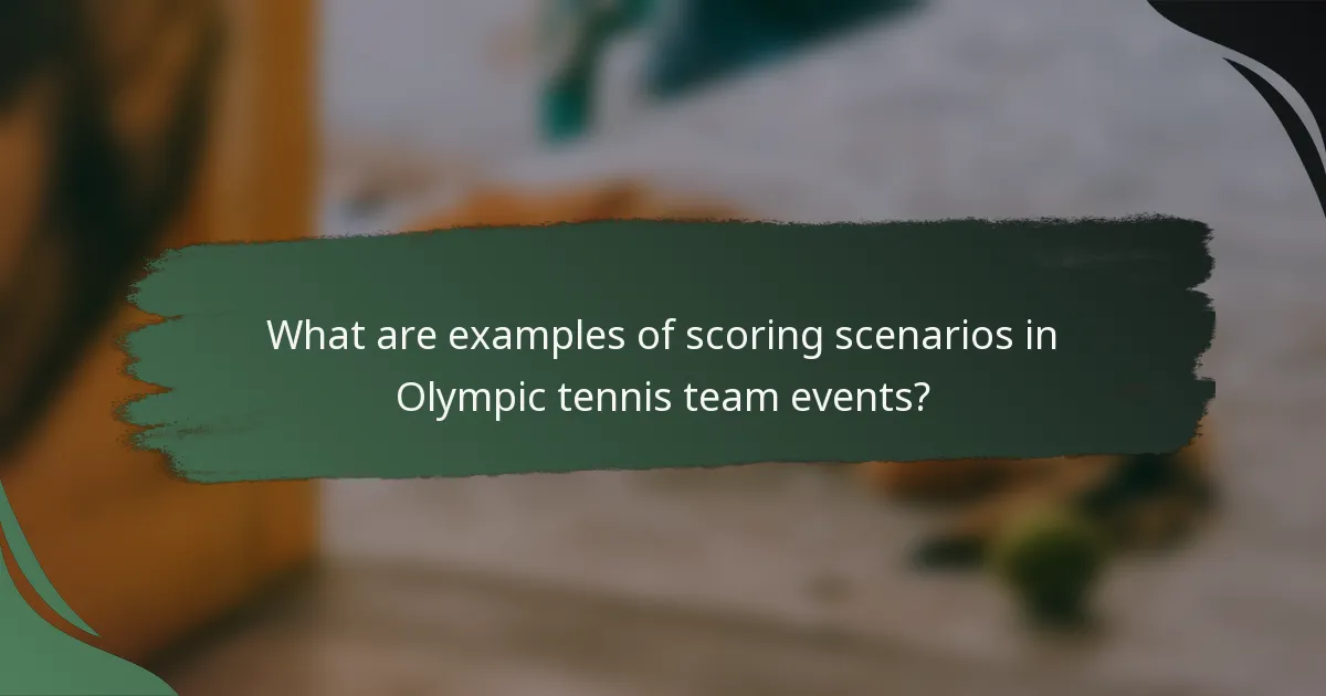 What are examples of scoring scenarios in Olympic tennis team events?