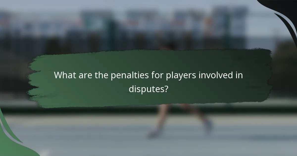 What are the penalties for players involved in disputes?