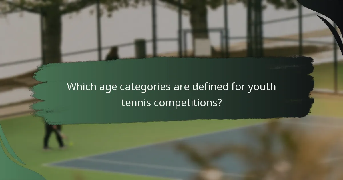 Which age categories are defined for youth tennis competitions?